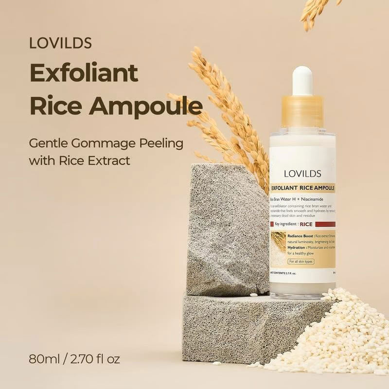 LOVILDS Glow Rice Ampoule Duo - Serums for Brightening, Exfoliating, and Moisturizing🌾