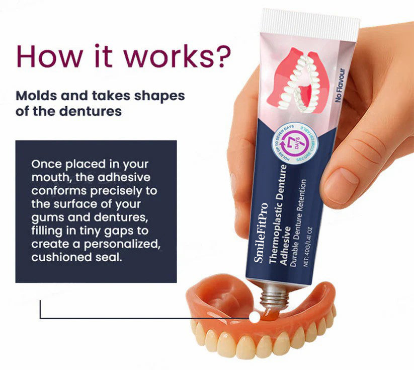 SmileFitPro® Thermoplastic Denture Adhesive ⏳ Durable Denture Retention