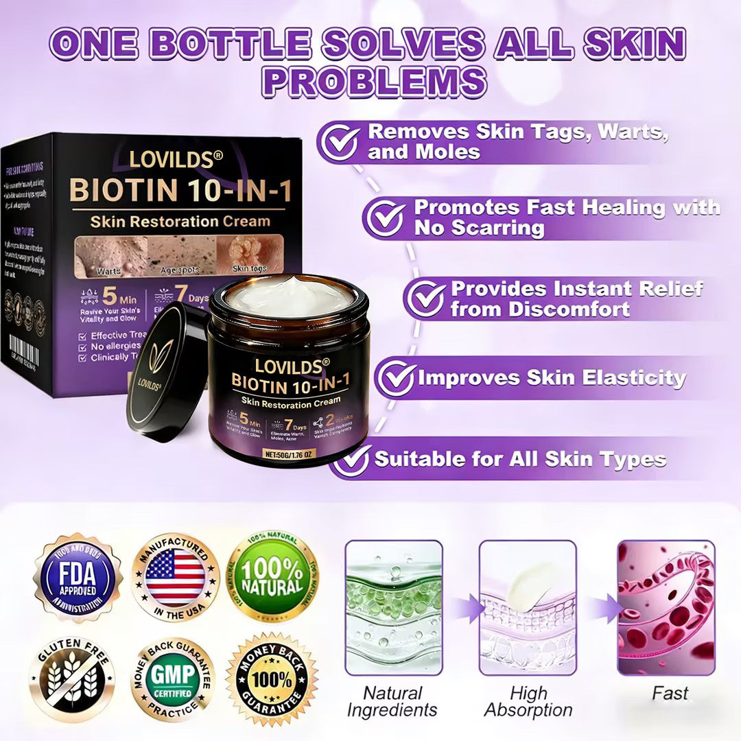 Made and Shipped from UK ✨LOVILDS® Biotin 10-in-1 Skin Restoration Cream🌻🌻